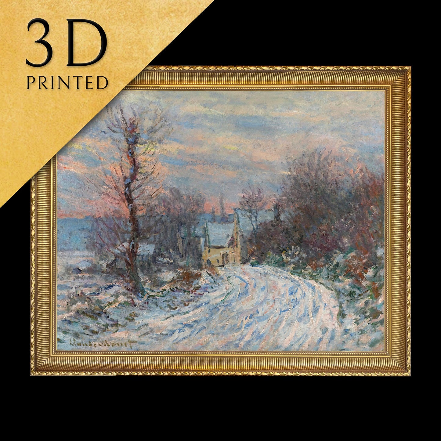 L’entrée De Giverny En Hiver by Claude Monet, 3d Printed with texture and brush strokes looks like original oil painting.