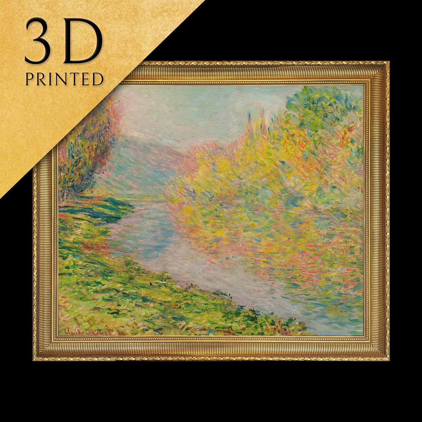 Autumn In Jeufosse by Claude Monet, 3d Printed with texture and brush strokes looks like original oil painting.