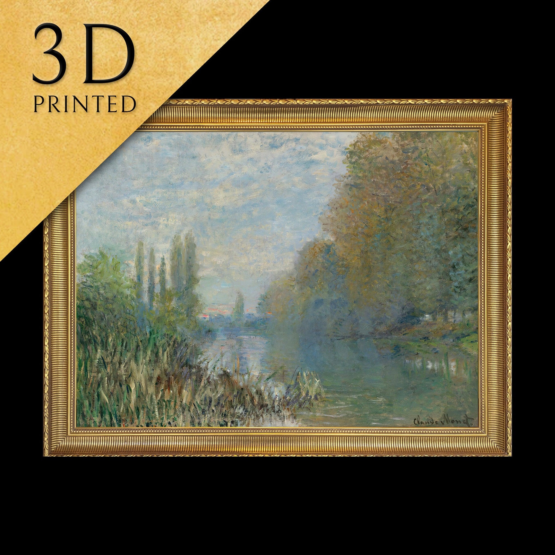 Banks of the Seine in Autumn Claude Monet, 3d Printed with texture and brush strokes looks like original oil painting.