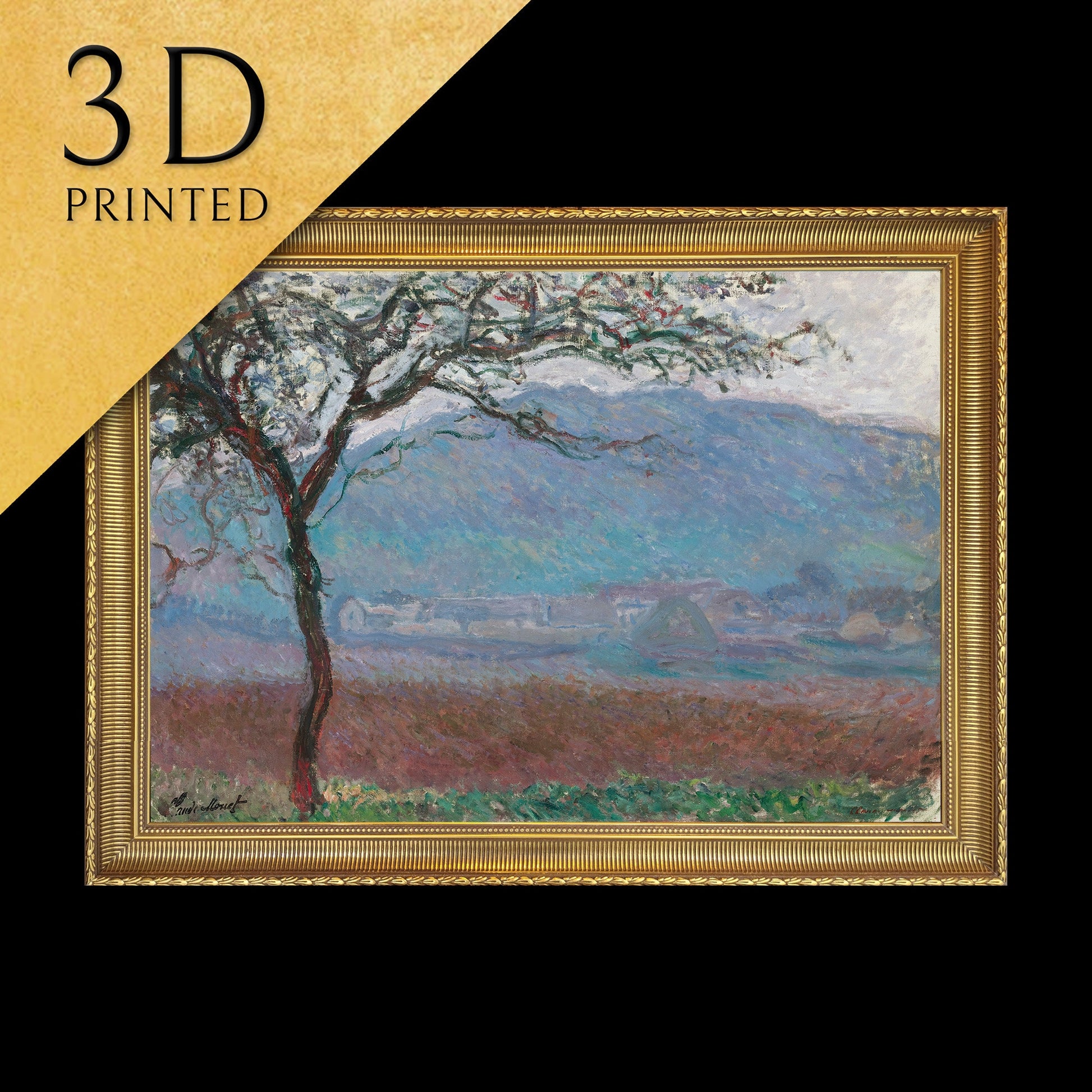 Field At Giverny by Claude Monet, 3d Printed with texture and brush strokes looks like original oil painting.