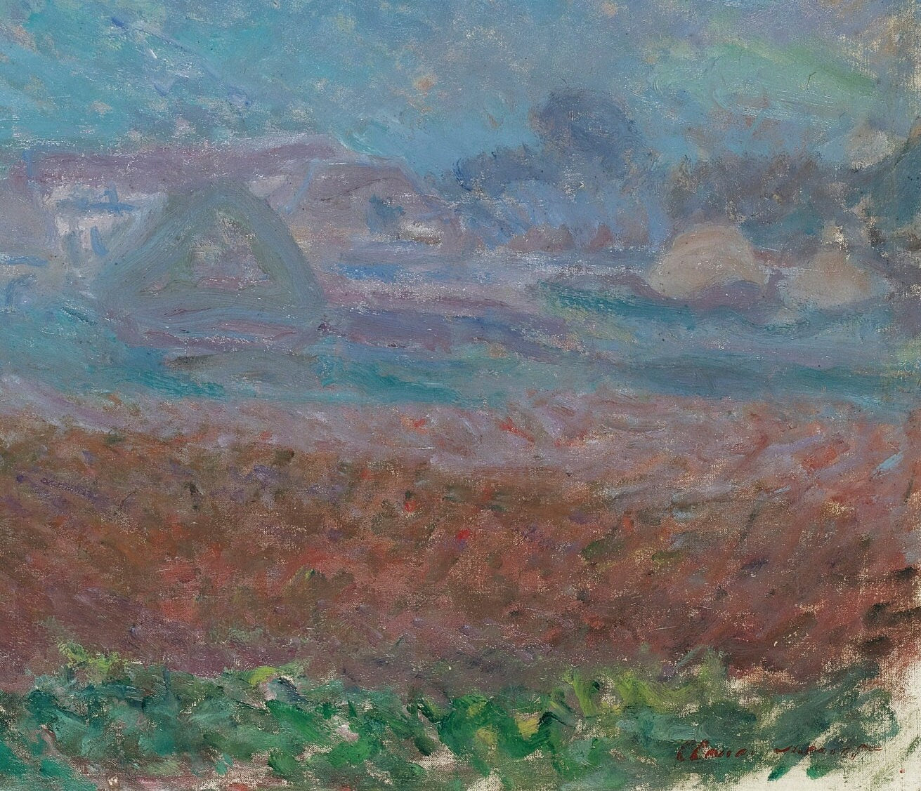 Field At Giverny by Claude Monet, 3d Printed with texture and brush strokes looks like original oil painting.