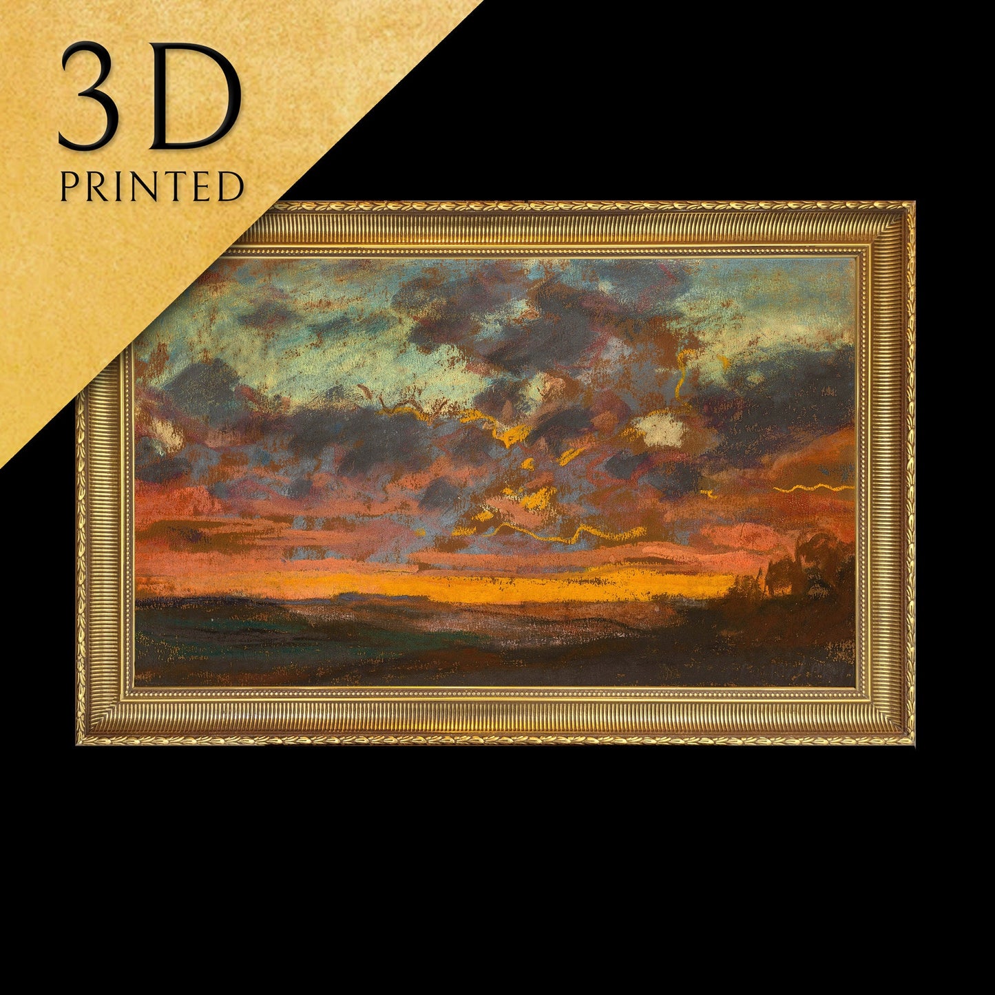 Coucher de soleil by Claude monet ,3d Printed with texture and brush strokes looks like original oil-painting,code:643