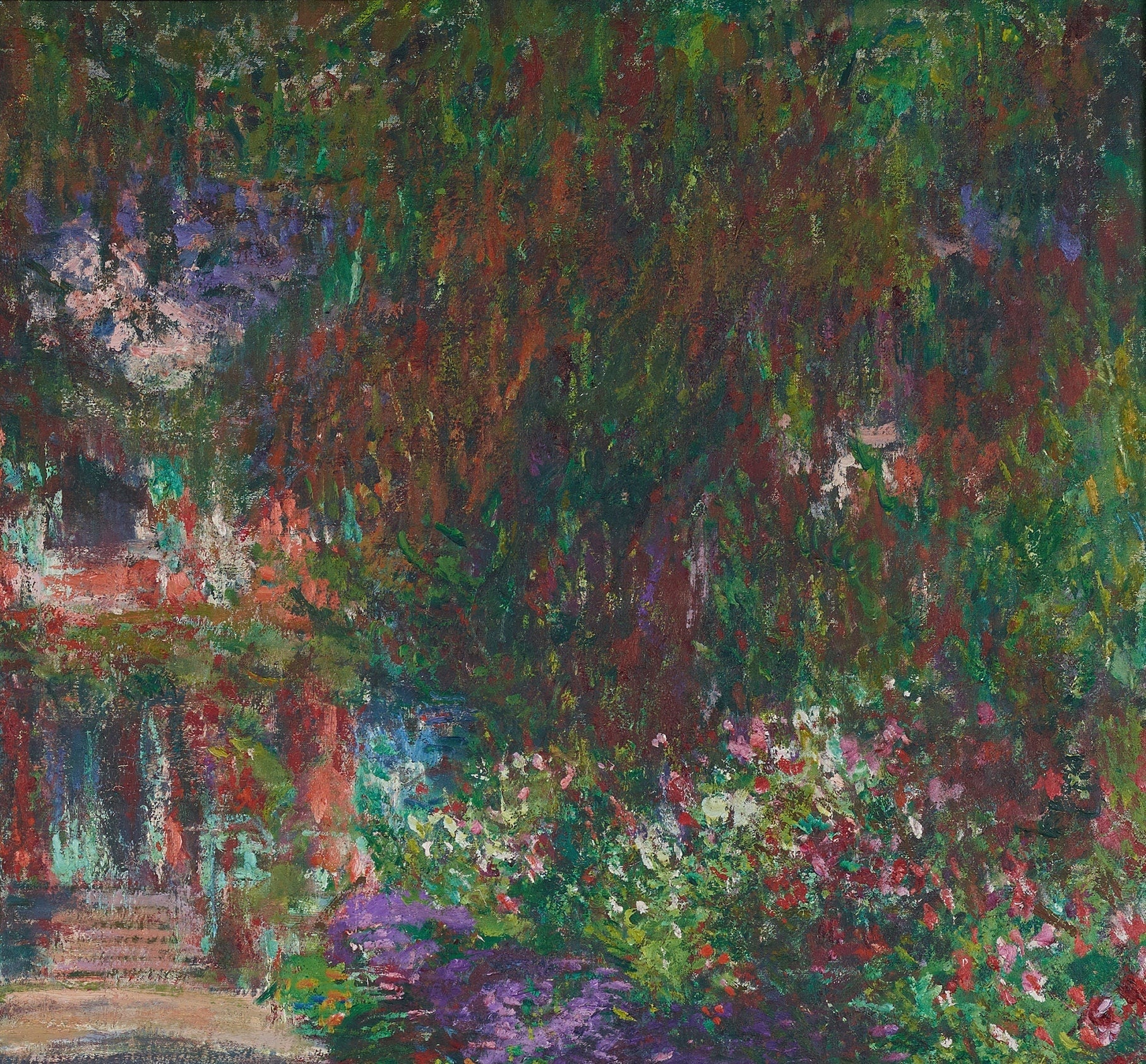 Monet's Garden Print: 3D Textured Oil Painting Reproduction
