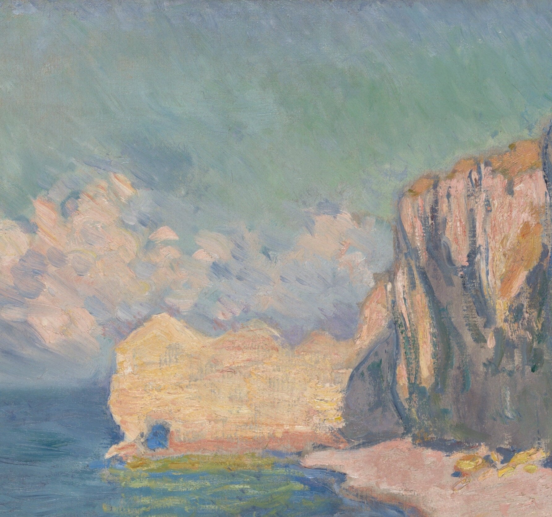 EtretatThe Beach and the Falaise d'Amont by Cloude Monet, 3d Printed with texture and brush strokes looks like original oilpainting.