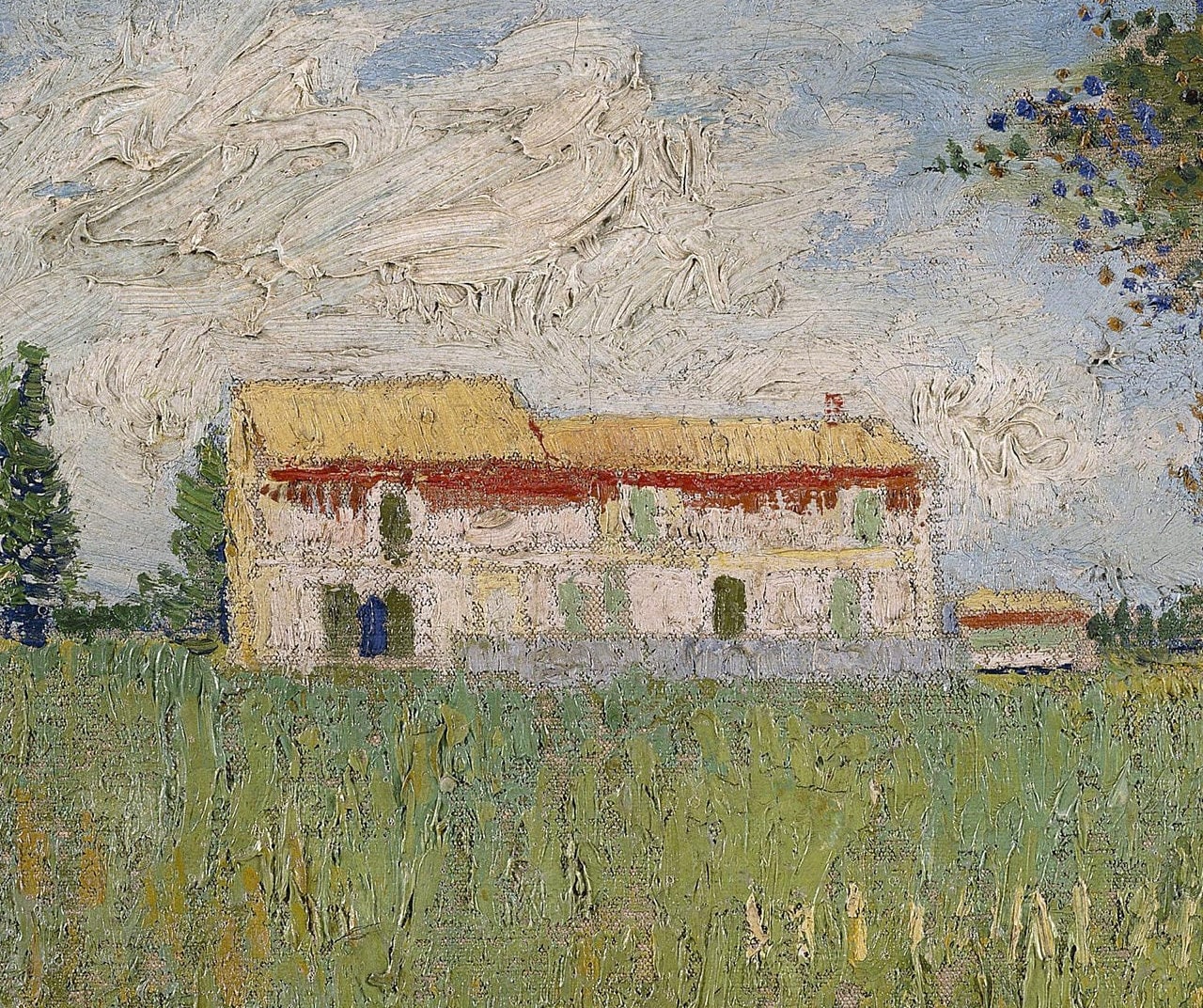 Farmhouse in a wheat field by Cloude Monet,3d Printed with texture and brush strokes looks like original oil painting.