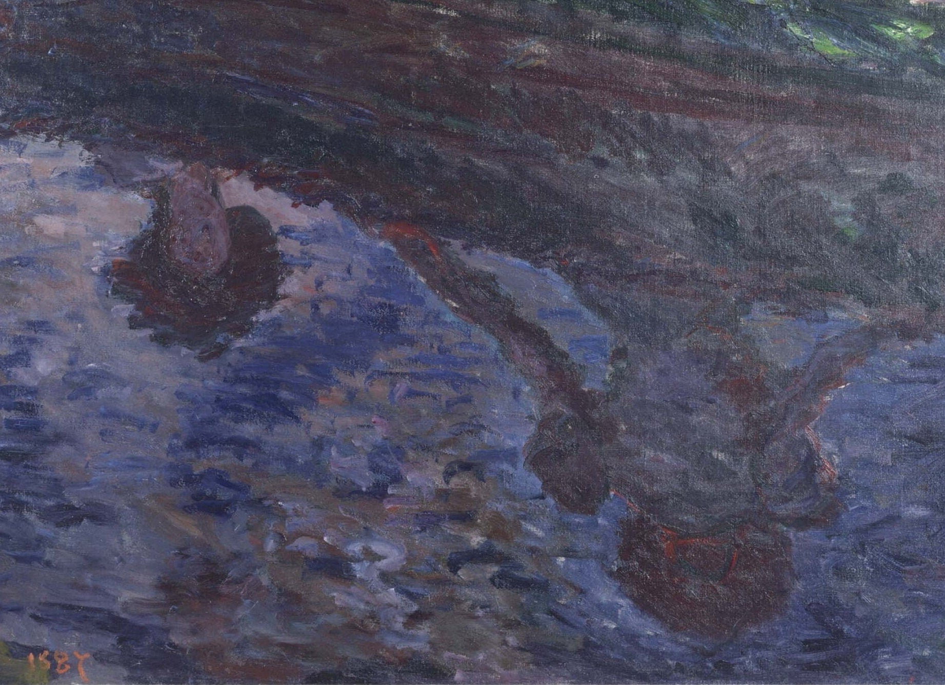 Monet "On the Boat" 3D Textured Print: Brushstroke Effect