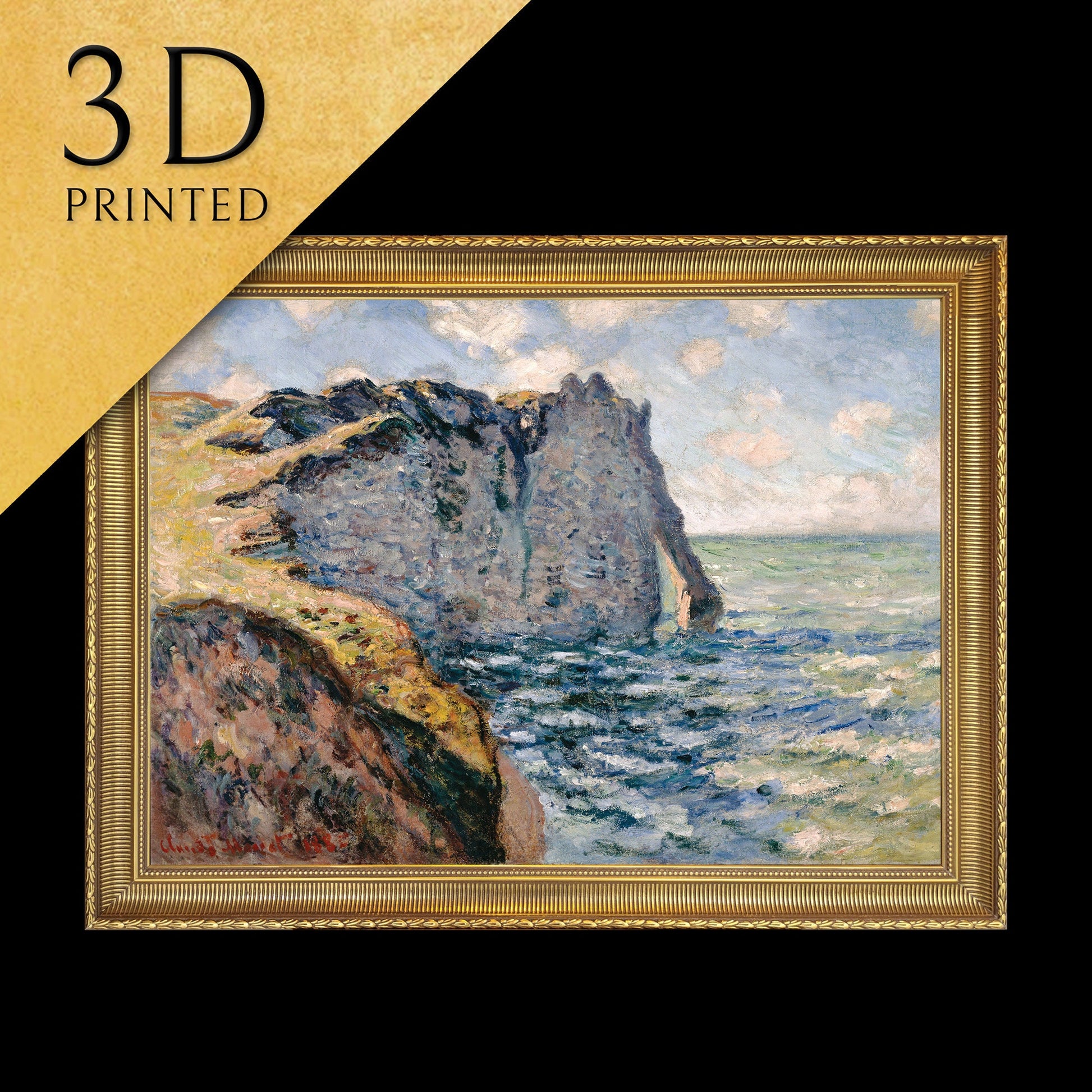 The Cliff of Aval, Etrétat by Cloude Monet, 3d Printed with texture and brush strokes looks like original oil painting.