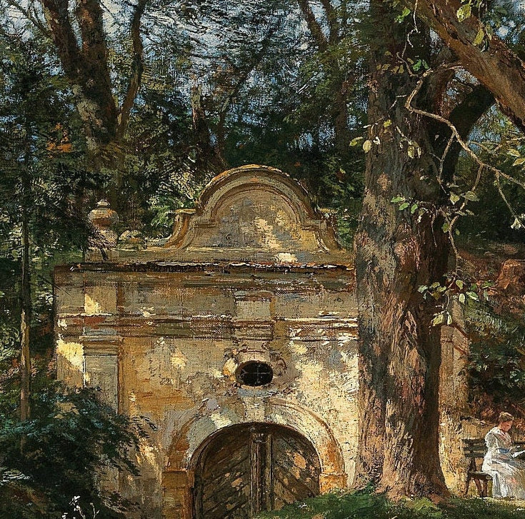 In the Castle Park (1893) by HUGO DARNAUT, 3d Printed with texture and brush strokes looks like original oil painting.