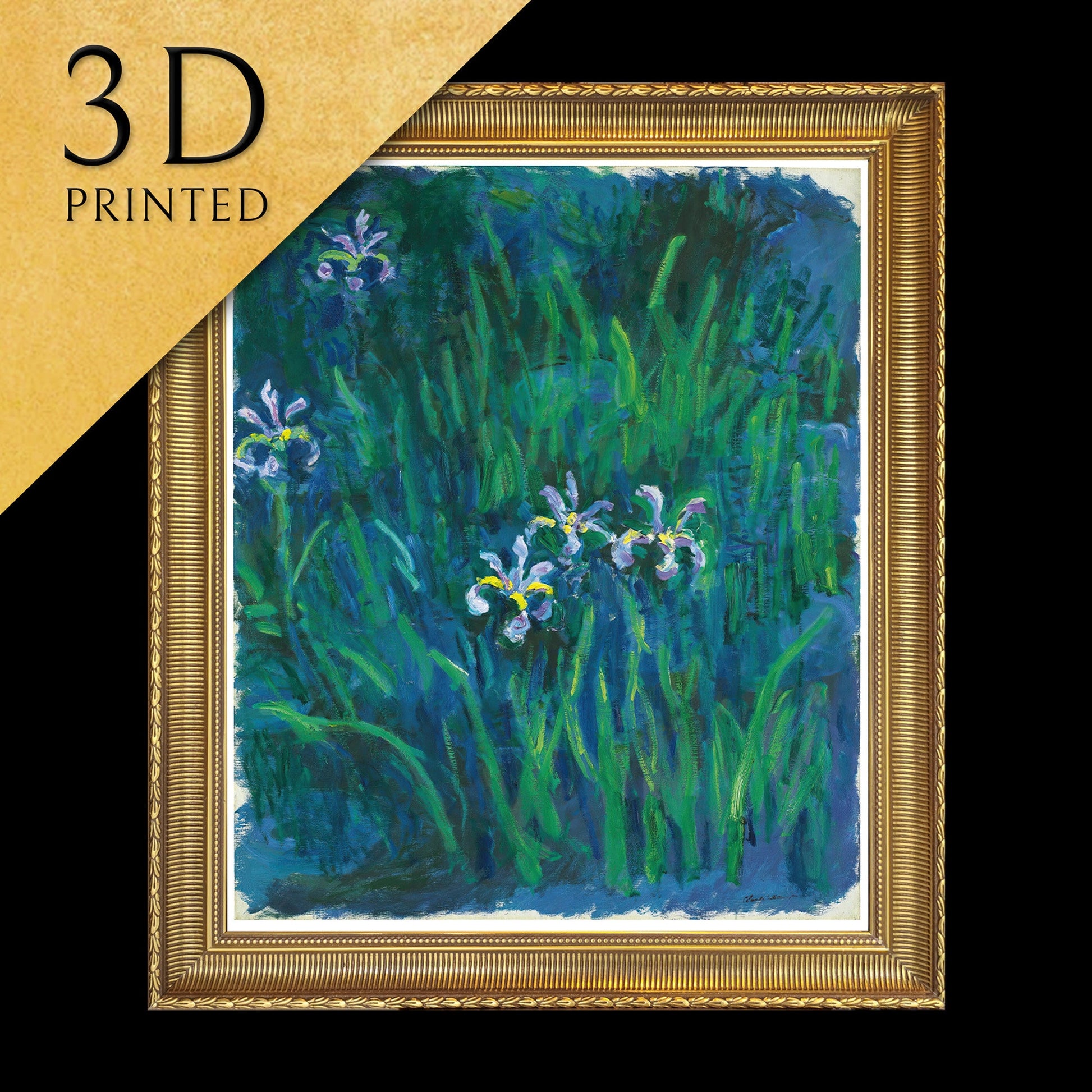 Iris by Cloude Monet, 3d Printed with texture and brush strokes looks like original oil-painting.