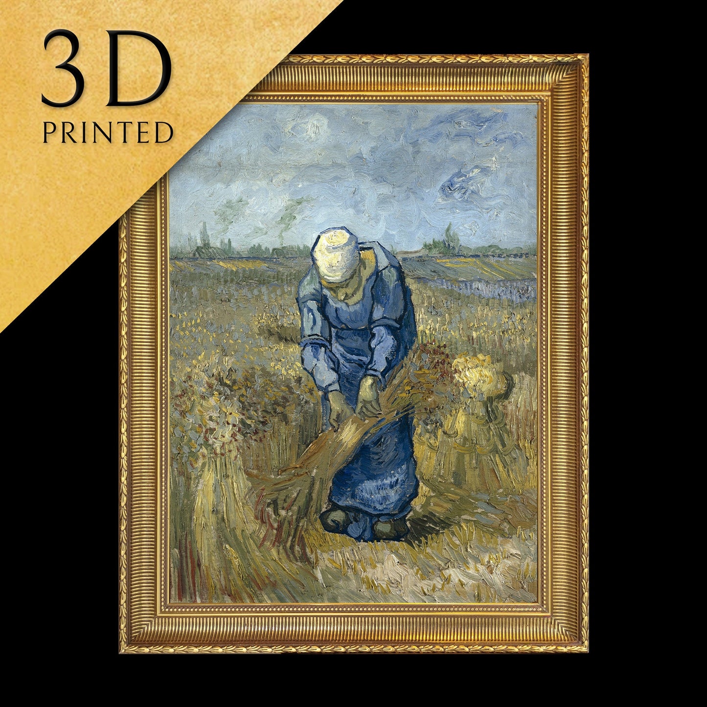 Peasant Woman Binding Sheaves by Van Gogh,3d Printed with texture and brush strokes looks like original oil painting