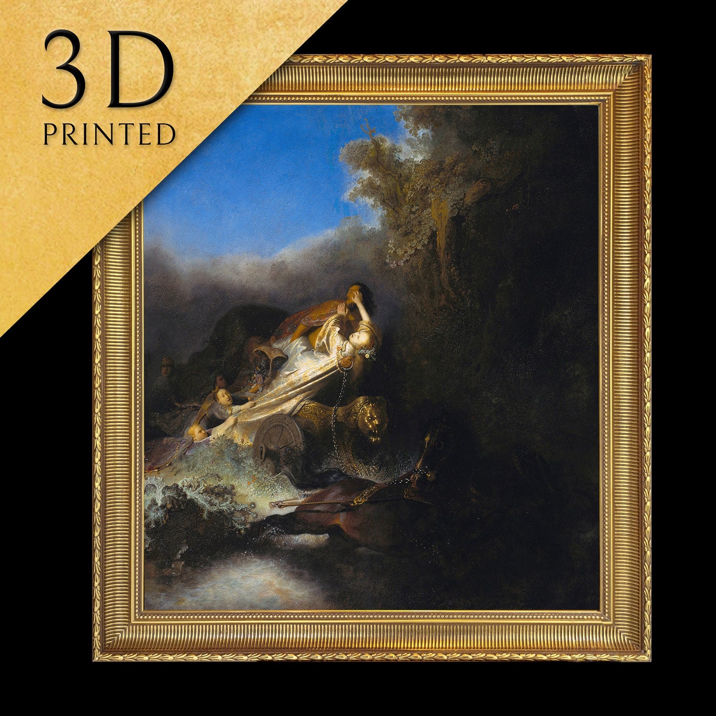 The Abduction of Proserpina by Rembrandt Van Rijn, 3d Printed with texture and brush strokes looks like original oil painting