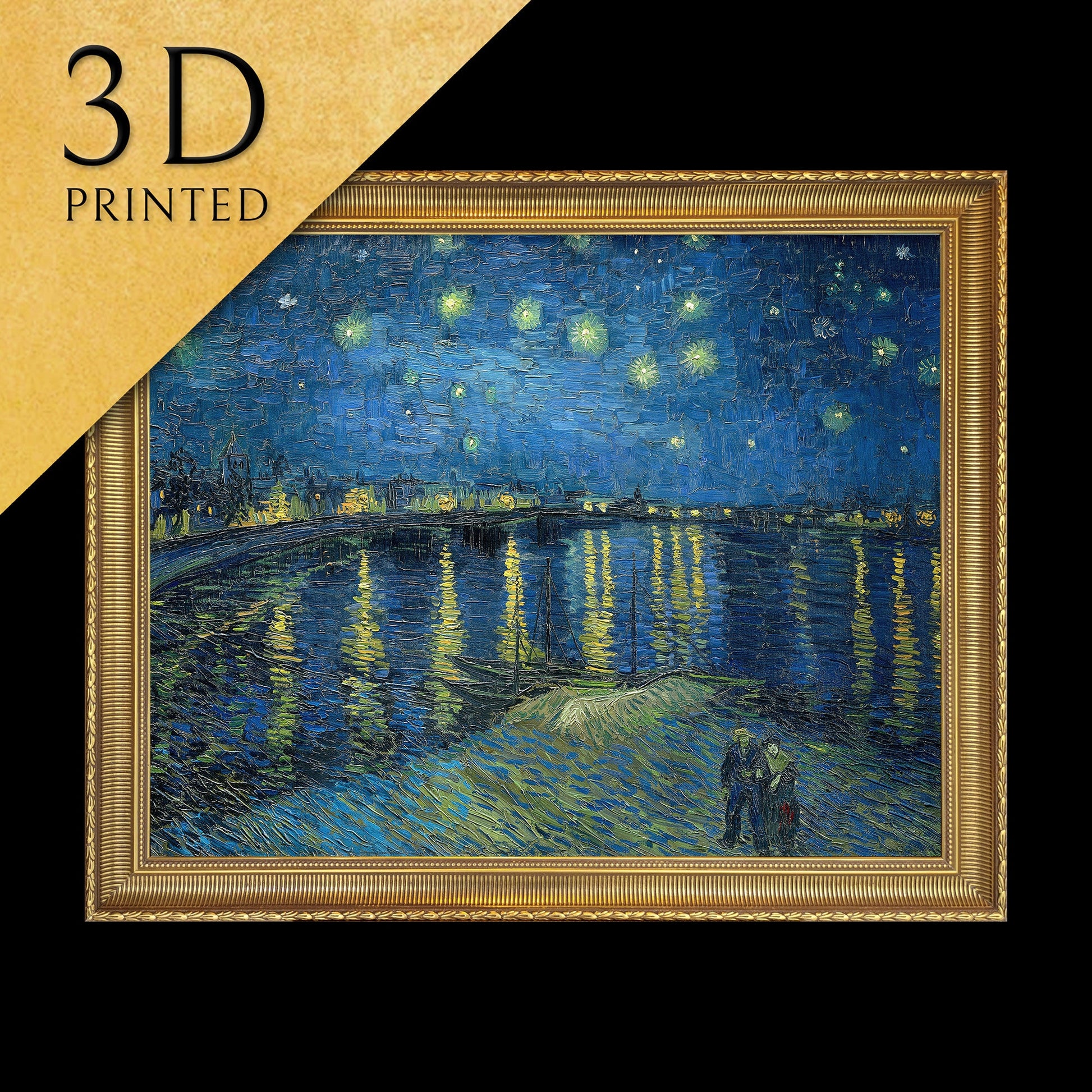 Starry Night Over the Rhone1888 by Van Gogh, 3d Printed with texture and brush strokes looks like original oil painting