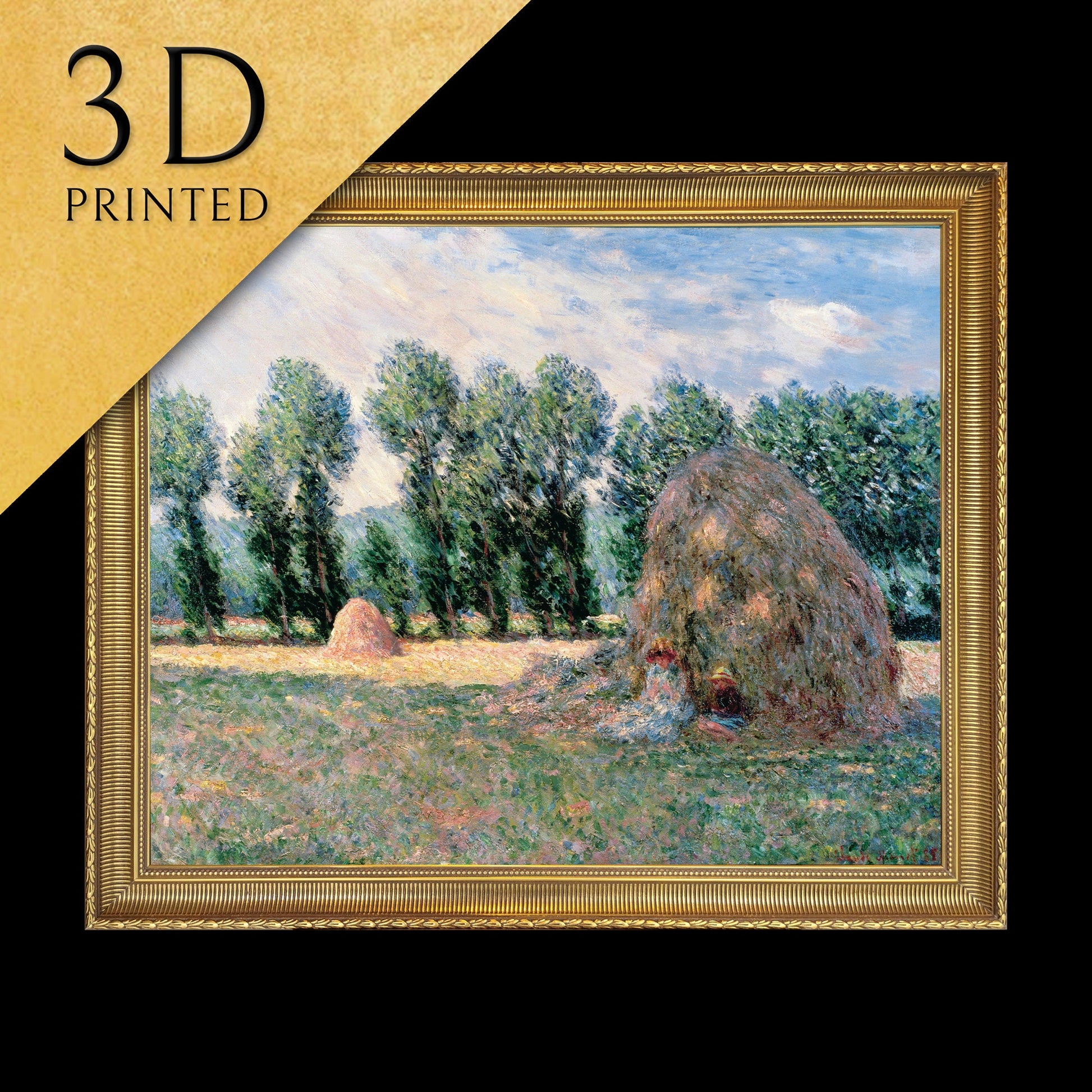 Haystacks by Claude Monet, 3d Printed with texture and brush strokes looks like original oil painting