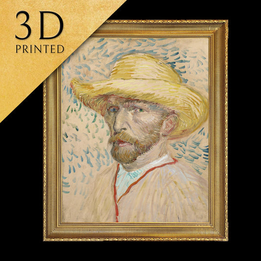 Self-portrait with straw hat by Van gogh,3d Printed with texture and brush strokes looks like original oil-painting,code:696