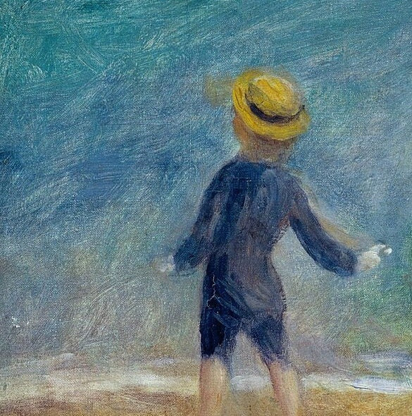Renoir Figures on the Beach: 3D Textured Impressionist Print