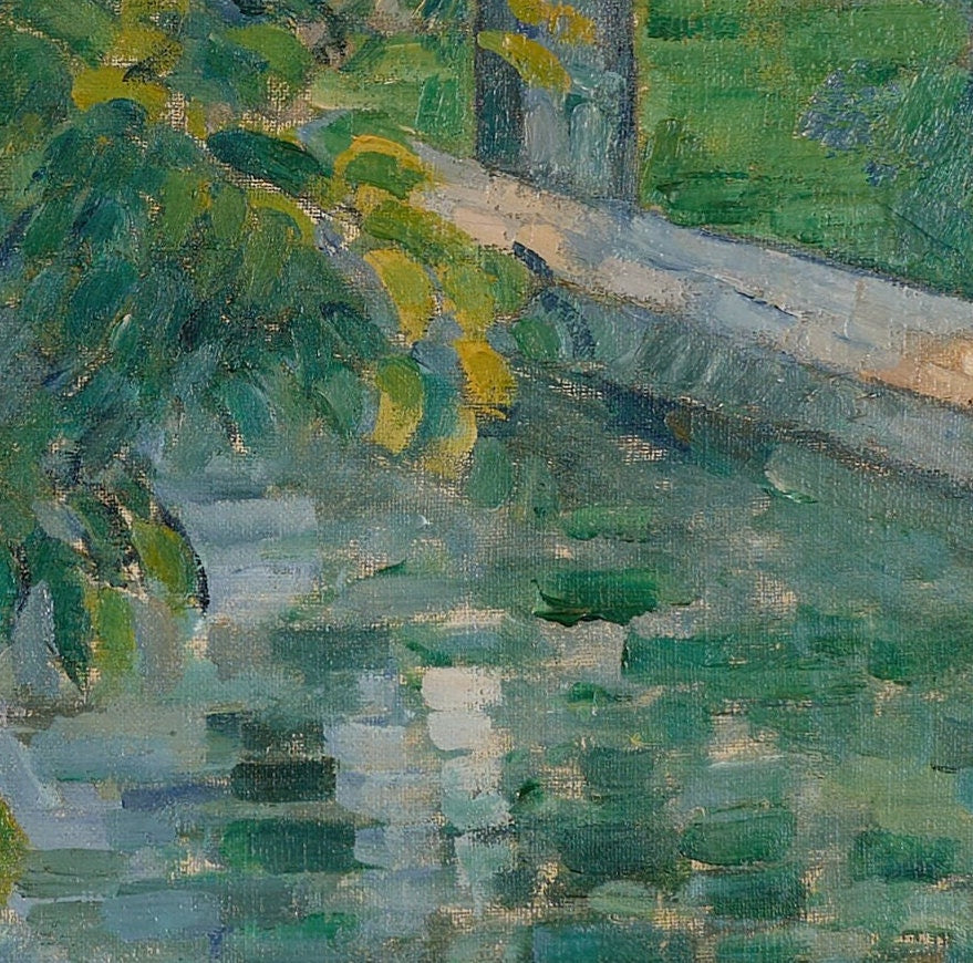 Le bassin du Jas de Bouffan - by Paul Cezanne,3d Printed with texture and brush strokes looks like original oil-painting,code:724