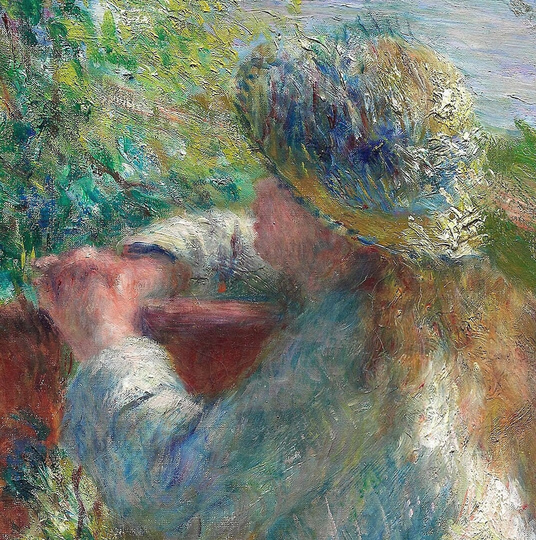 Near the Lake - BYPierre Auguste Renoir,3d Printed with texture and brush strokes looks like original oil-painting,code:728