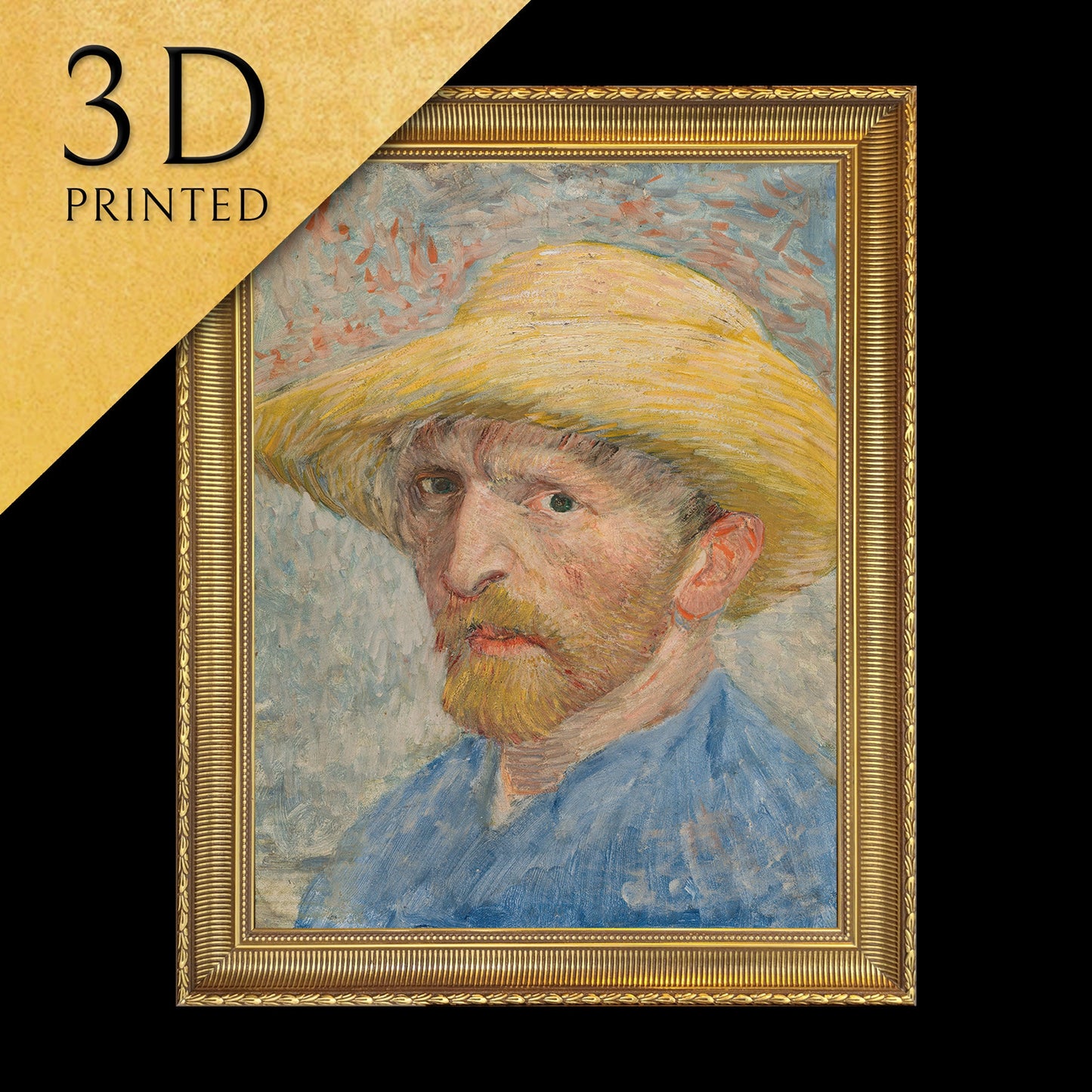 Self-Portrait by Van Gogh, 3d Printed with texture and brush strokes looks like original oil painting