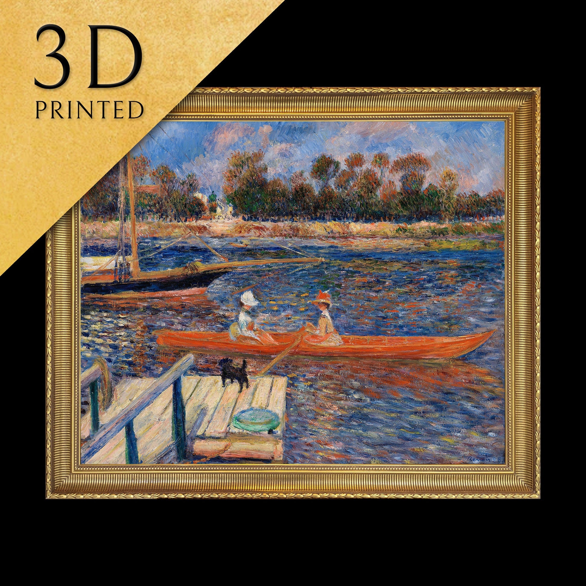 The Seine at Argenteuil by Pierre Auguste Renoir, 3d Printed with texture and brush strokes looks like original oil painting