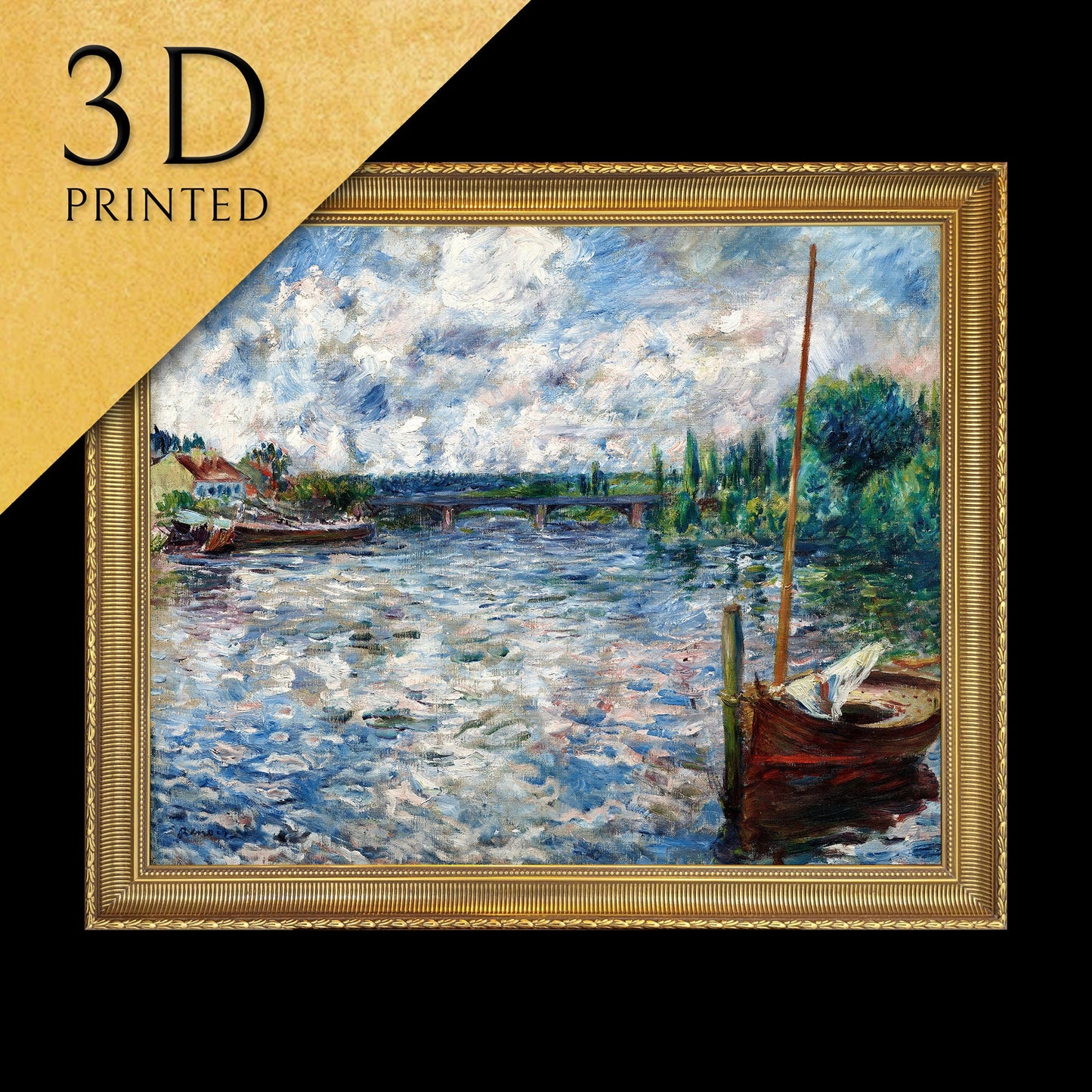 The Seine at Chatou by Pierre Auguste ,3d Printed with texture and brush strokes looks like original oil painting