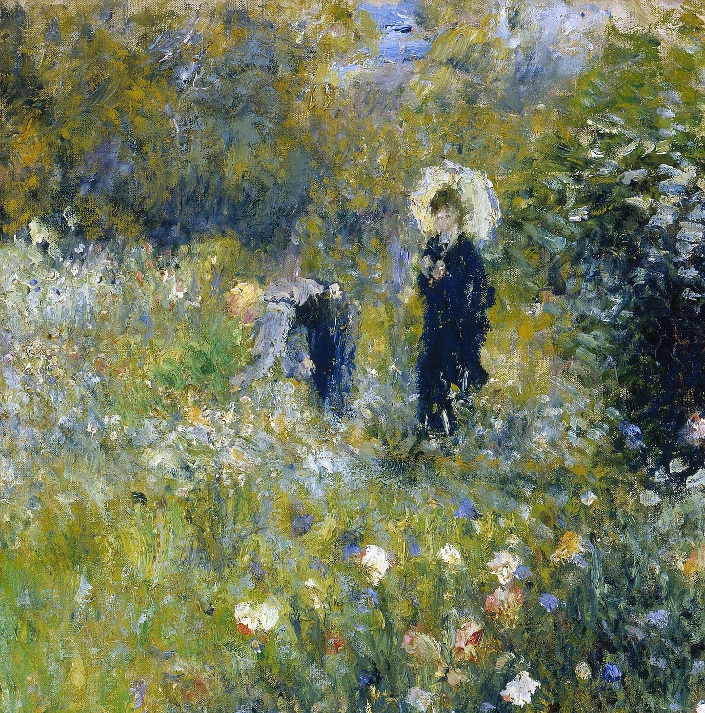 Women With a Parasol Garden by Pierre Auguste Renoir, 3d Printed with texture and brush strokes looks like original oil painting