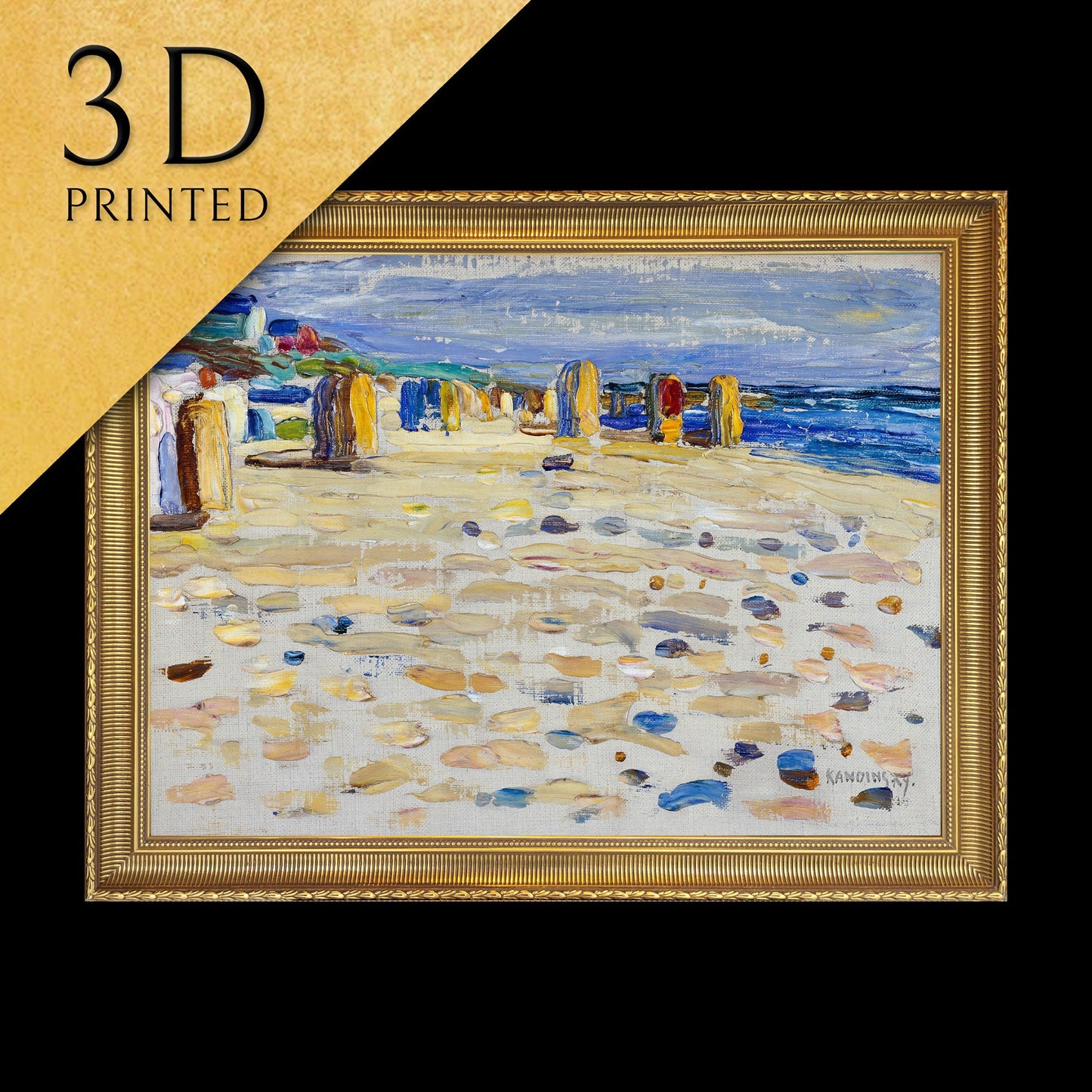 Holland Strandkörbe by Wassily Kandinsky, 3d Printed with texture and brush strokes looks like original oil painting