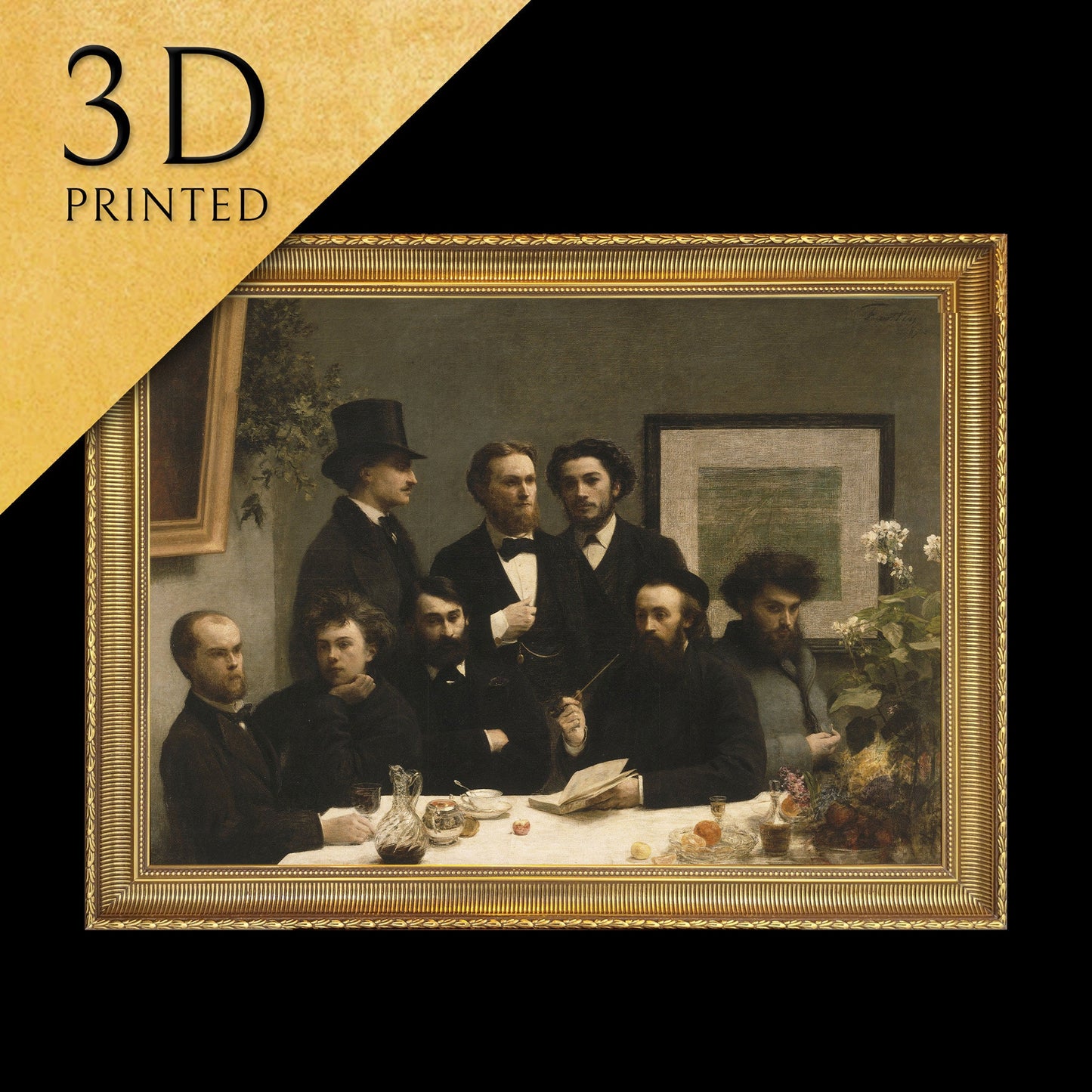 By The Table 1872 by Henri Fantin Latour, 3d Printed with texture and brush strokes looks like original oil painting