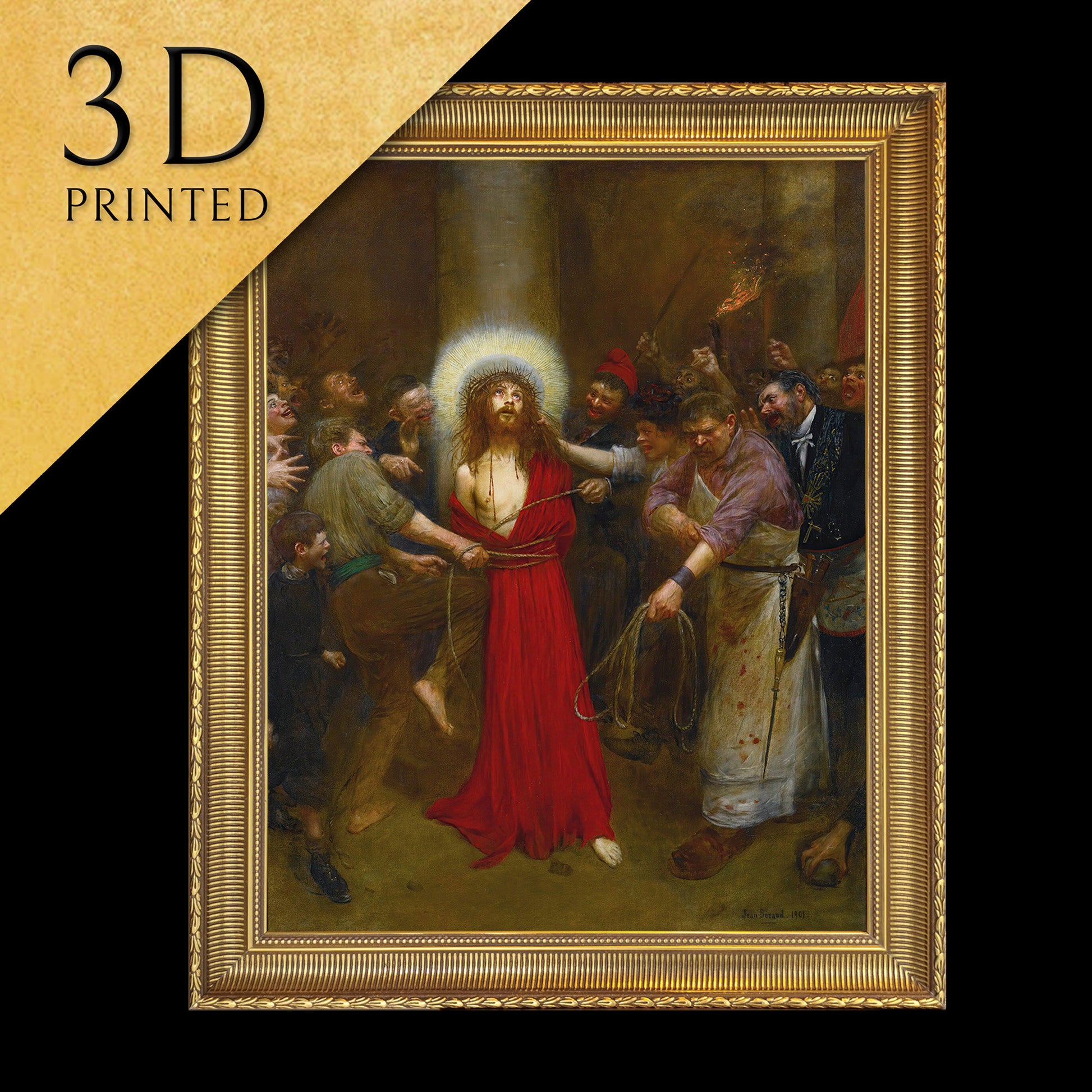 Christ Lie A La Colonne by Jean Beraud ,3d Printed with texture and brush strokes looks like original oil painting