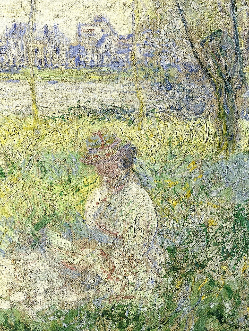 Woman Seated Under The Willows by Claude Monet , 3d Printed with texture and brush strokes looks like original oil painting.