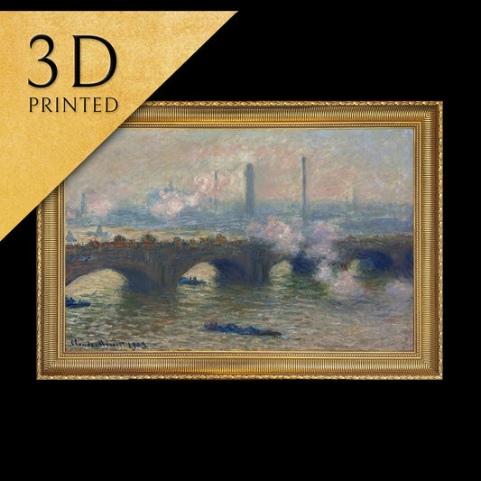 Waterloo Bridge,Gray Day by Claude Monet , 3d Printed with texture and brush strokes looks like original oil-painting, code:592