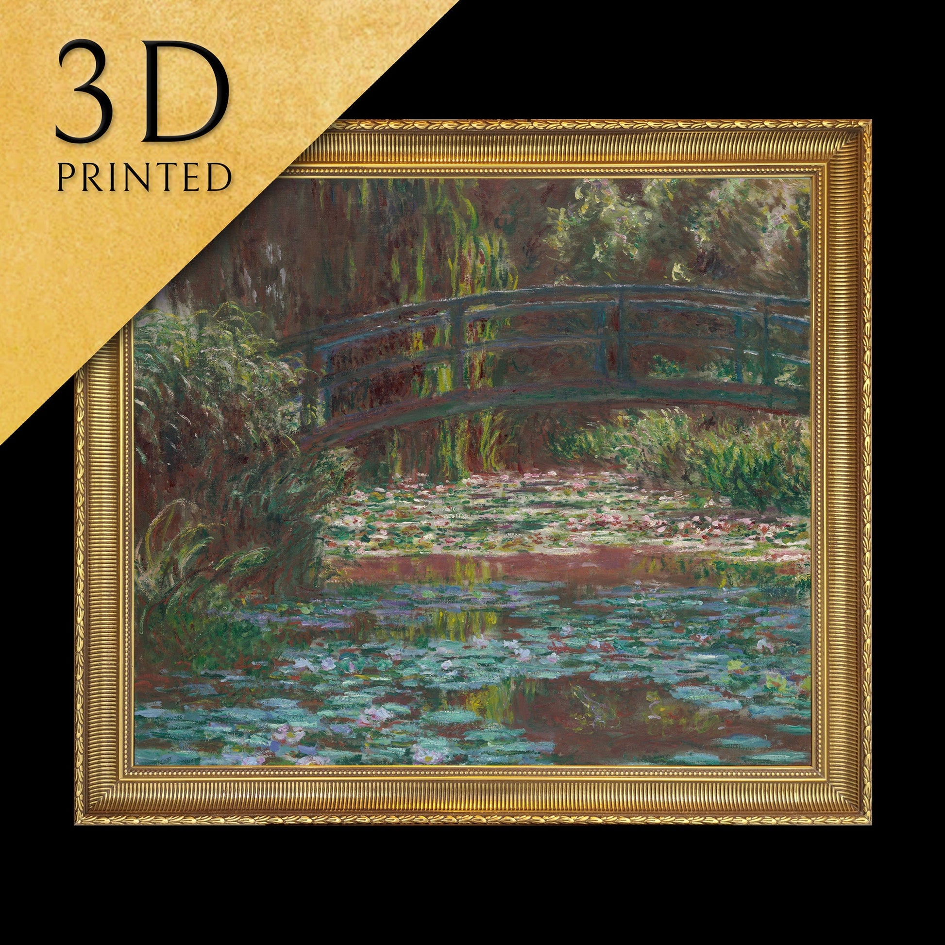 Water Lily Pond by Claude Monet, 3d Printed with texture and brush strokes looks like original oil painting.