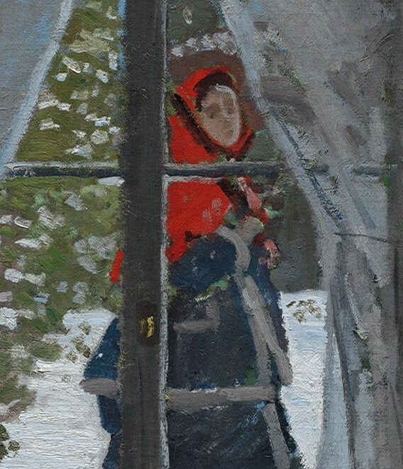 The Red Kerchief by Claude Monet, 3d Printed with texture and brush strokes looks like original oil painting.