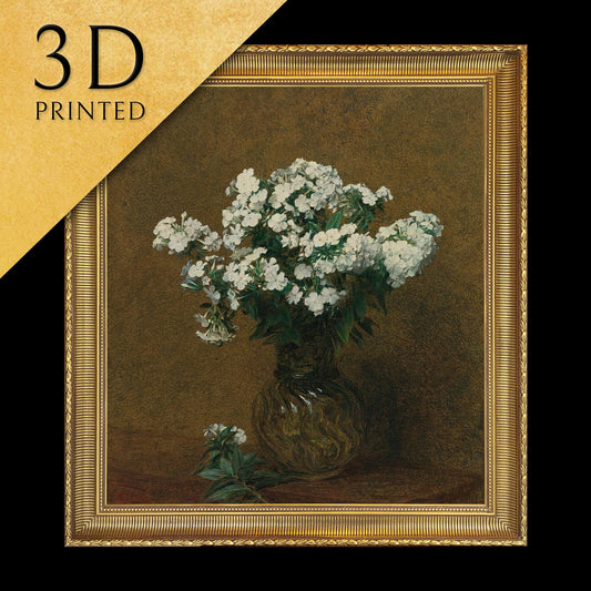 Phlox Blancs Dans Un Vase,3d Printed with texture and brush strokes looks like original oil-painting code:784