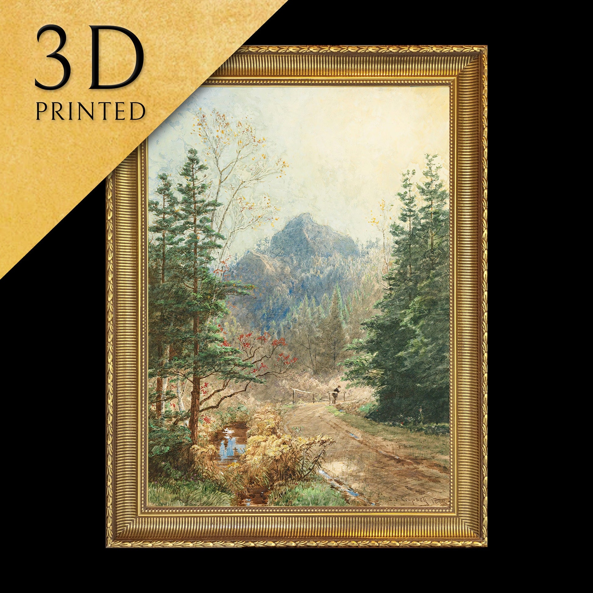 Greenwood Notch, New Jersey by Jasper Francis Cropsey,3d Printed with texture and brush strokes looks like original oil painting