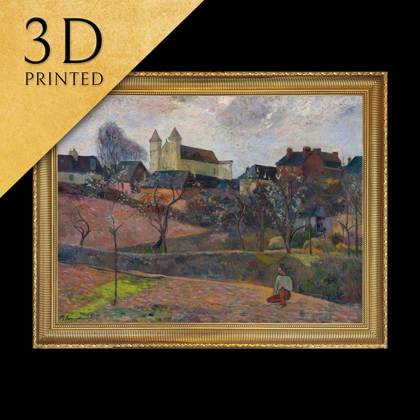 Vue de Rouen 1884 by Paul Gauguin,3d Printed with texture and brush strokes looks like original oil painting