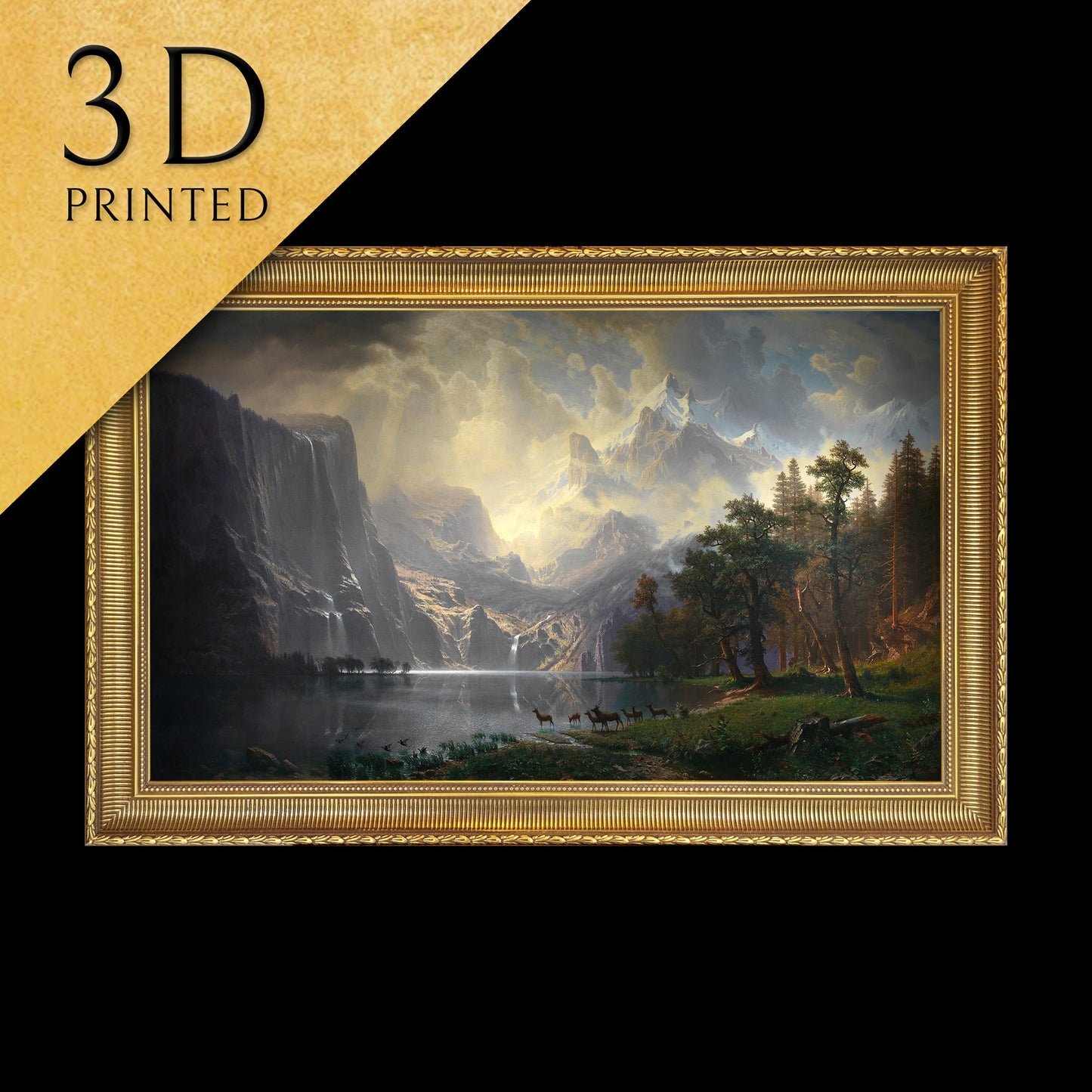 Among the Sierra Nevada, California by Albert Bierstadt,3d Printed with texture and brush strokes looks like original oil painting.