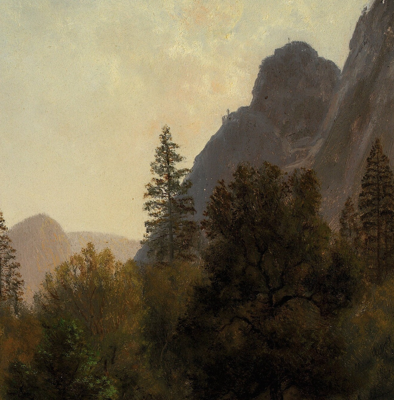 Cathedral Rocks, Yosemite Valley - by Albert Bierstadt,3d Printed with texture and brush strokes looks like original oil-painting, code:815