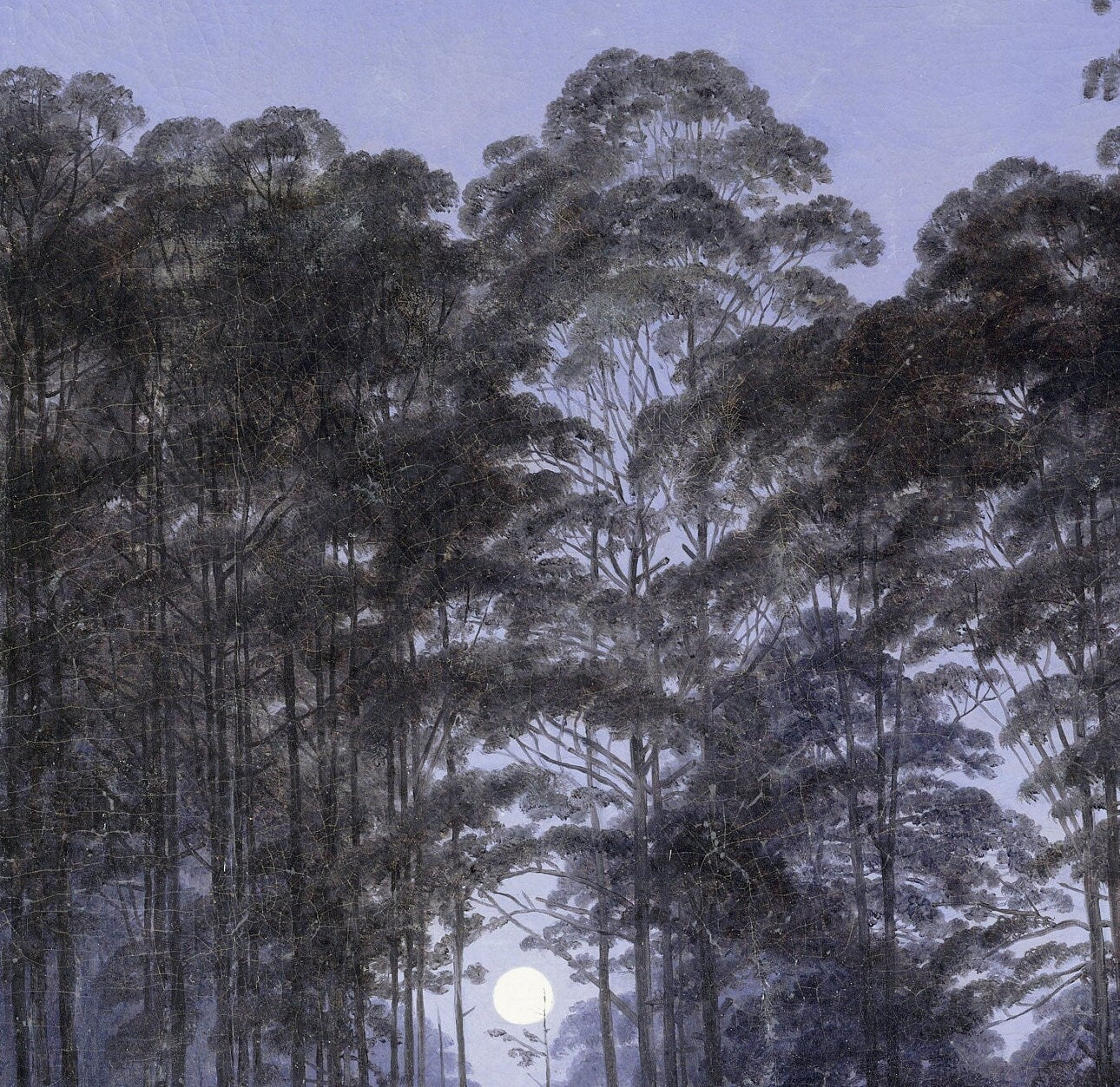 Inside the forest in the moonlight by Caspar Friedrich,3d Printed with texture and brush strokes looks like original oil-painting, code:826