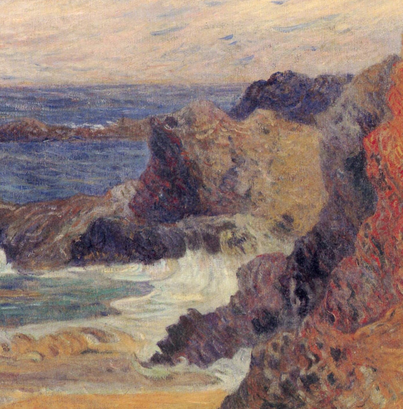 La Côte rocheuse,ou Rochers au bord de la mer by Gauguin3d Printed with texture and brush strokes looks like original oil-painting, code:827