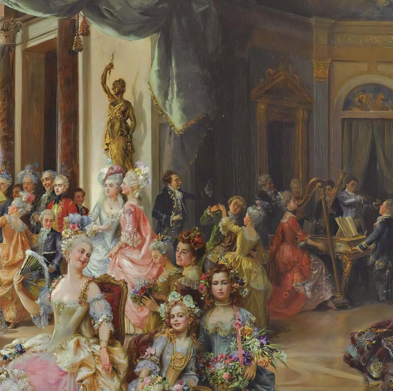 La Fete 3D Print by Cesare Auguste Detti: Textured Oil Painting Reproduction