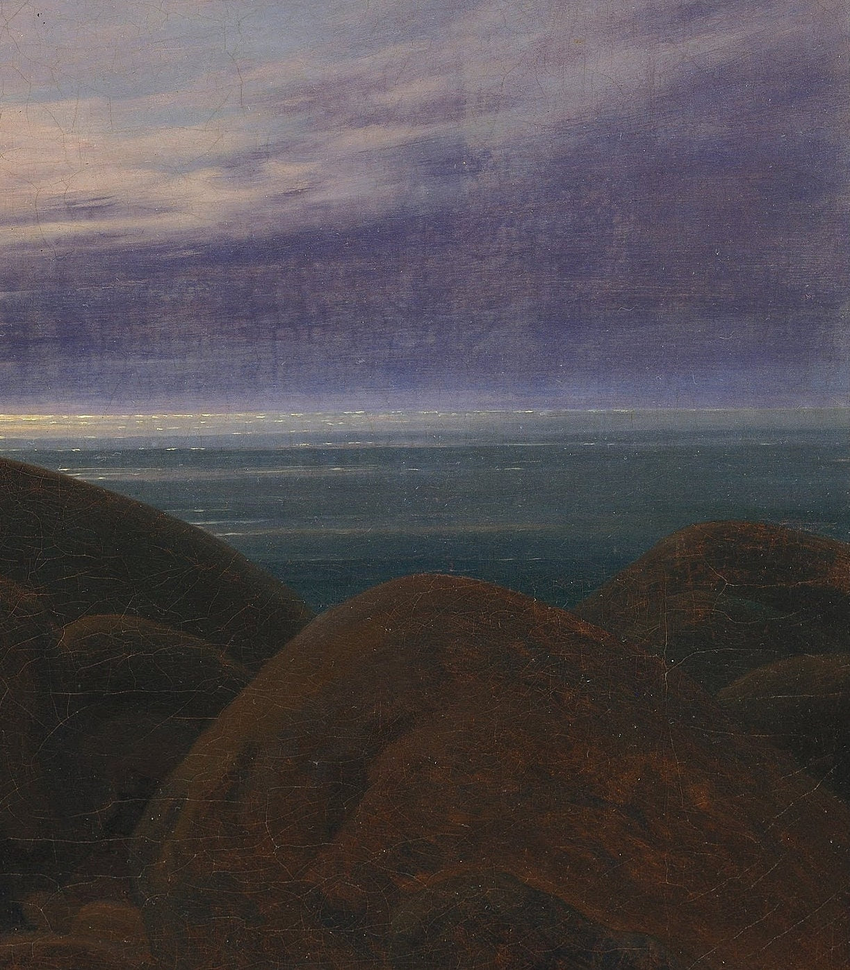 Caspar David Friedrich - Moonrise over the Sea - 3D Textured Print