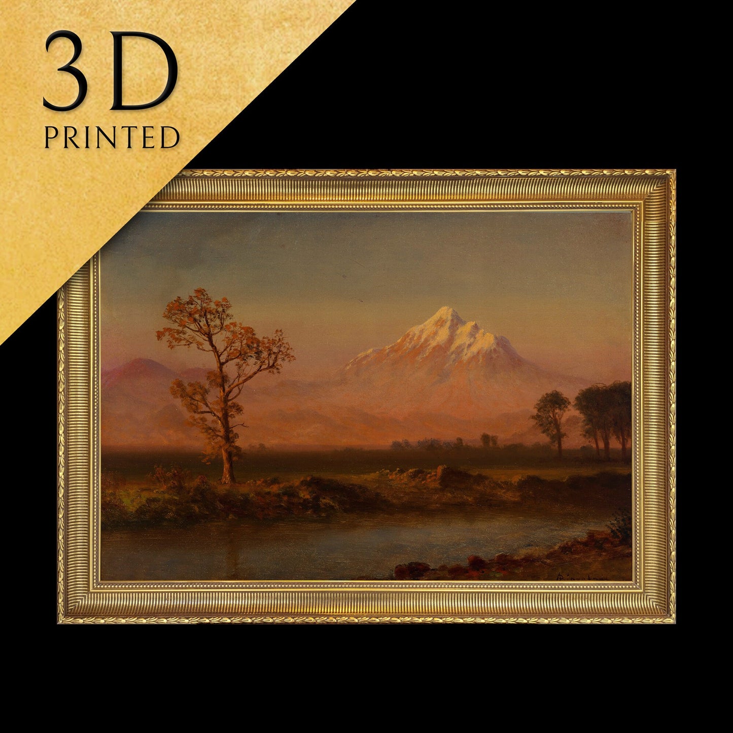 Mount Hood - by Albert Bierstadt, 3d Printed with texture and brush strokes looks like original oil painting.