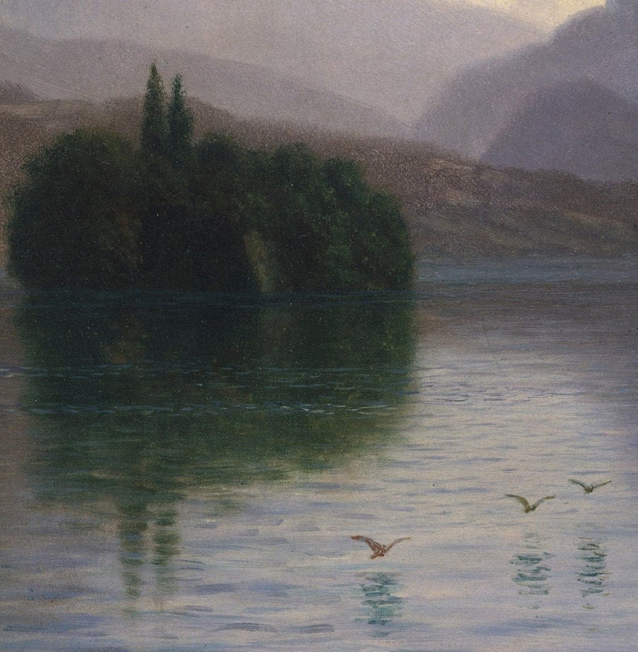 Albert Bierstadt Mountain Scene: 3D Textured Print