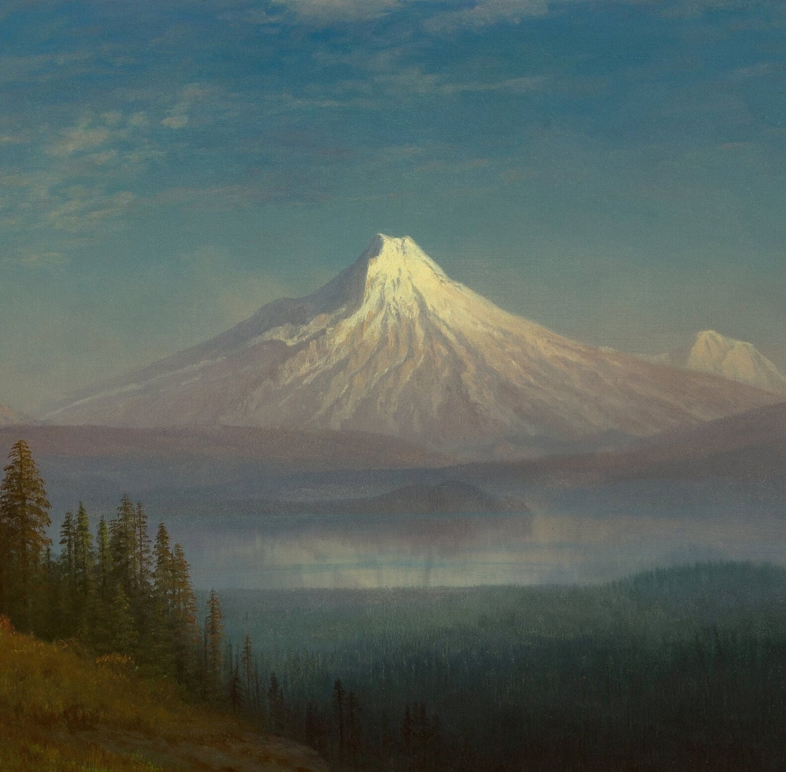 Mount St. Helens 3D Print: Albert Bierstadt Columbia River Painting