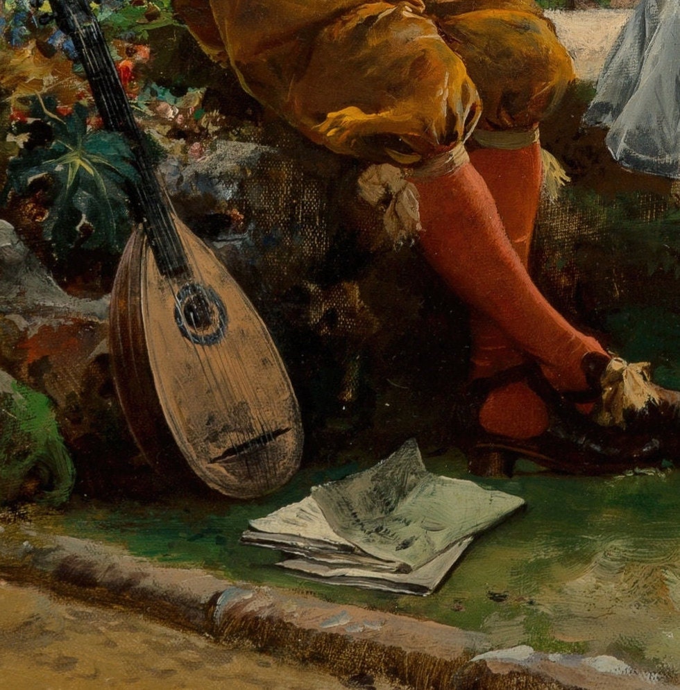 Cesare Auguste Detti - Music in the Garden - 3D Printed Textured Oil Painting