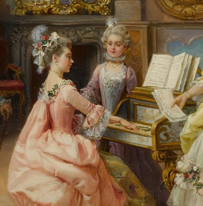 Music in the parlor - by Cesare Auguste Detti, 3d Printed with texture and brush strokes looks like original oil painting.