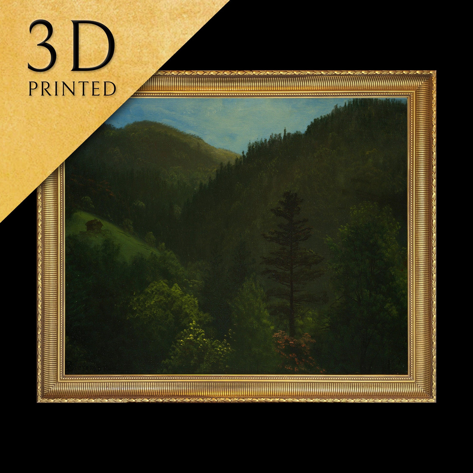 Wooded Landscape - by Albert Bierstadt, 3d Printed with texture and brush strokes looks like original oil painting.