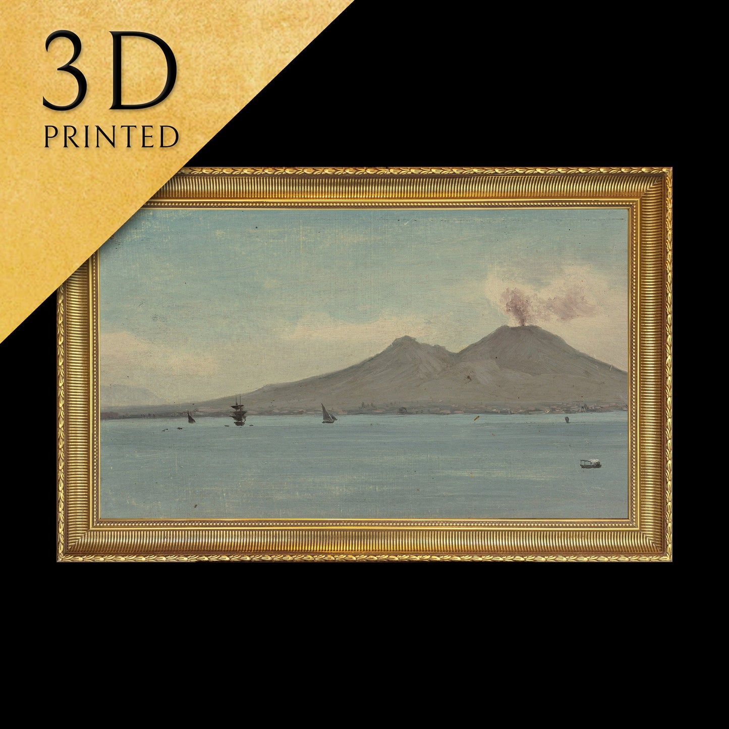 Vesuvius - by Albert Bierstadt, 3d Printed with texture and brush strokes looks like original oil painting.