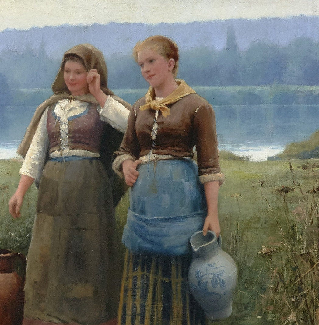 An idle moment - by Daniel Ridgway Knight, 3d Printed with texture and brush strokes looks like original oil painting.