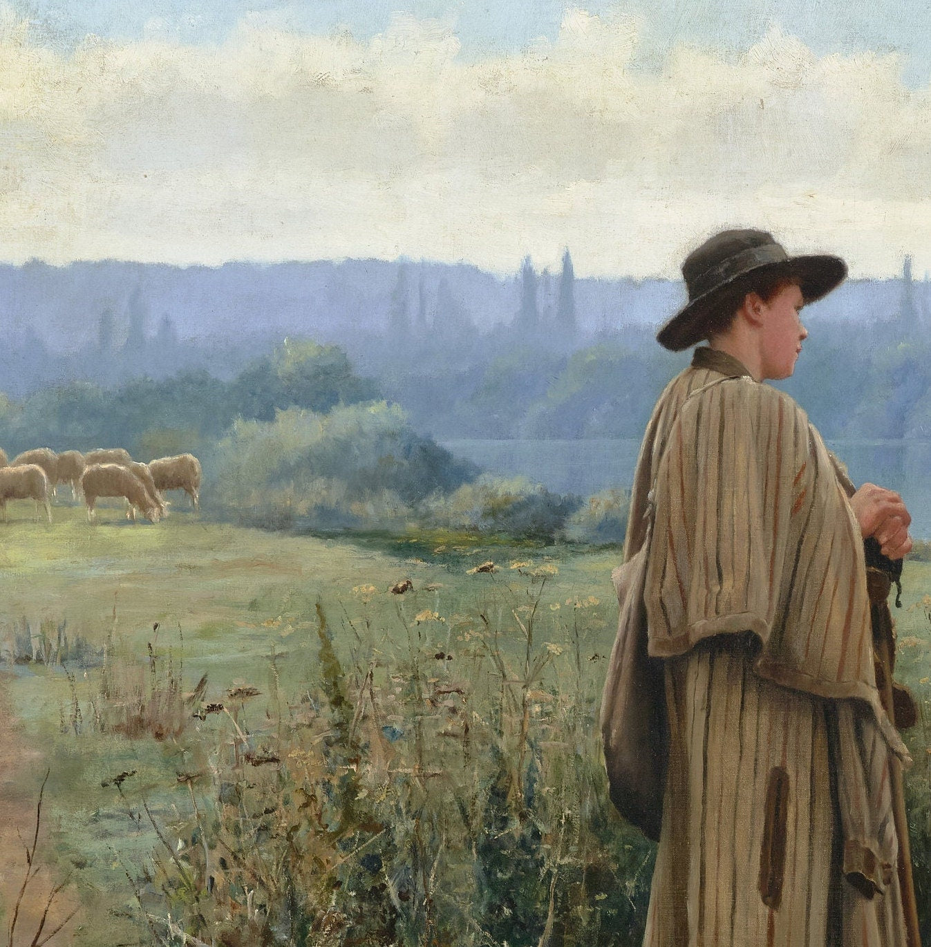 An idle moment - by Daniel Ridgway Knight, 3d Printed with texture and brush strokes looks like original oil painting.